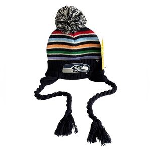 NWT Navy Seattle Seahawks Kids Winter Hat Rare Factory Prototype One Size